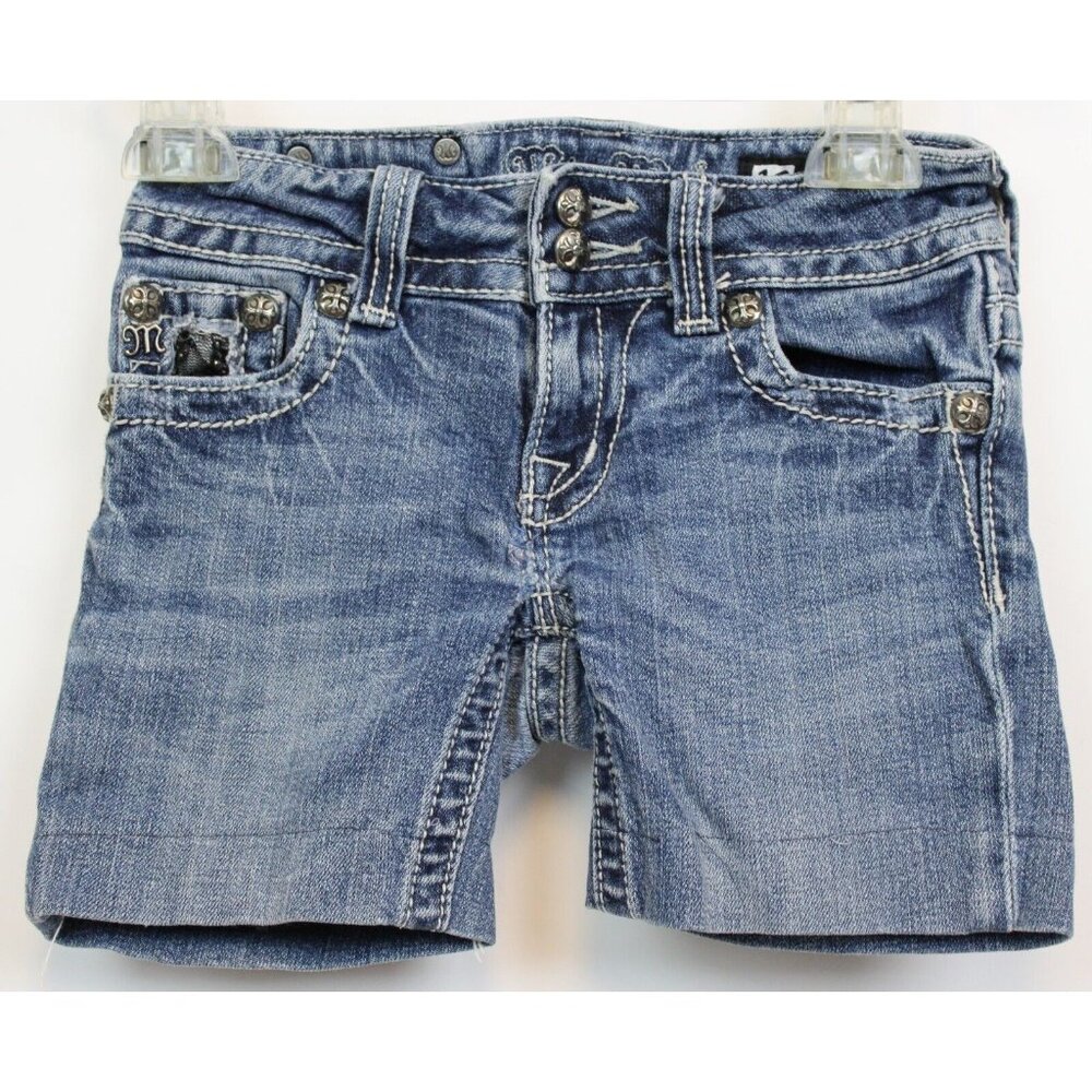 Miss Me girls Cut off Denim Shorts Embellished Rhinestones Lace JPK5002.2 sz 10